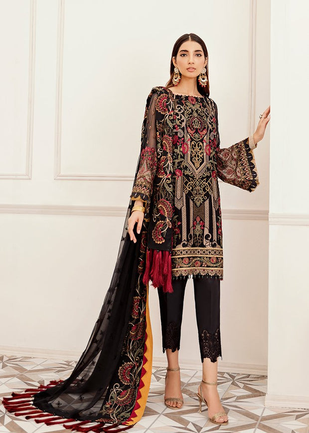 Latest Designer Party Suit in Black Color – Nameera by Farooq