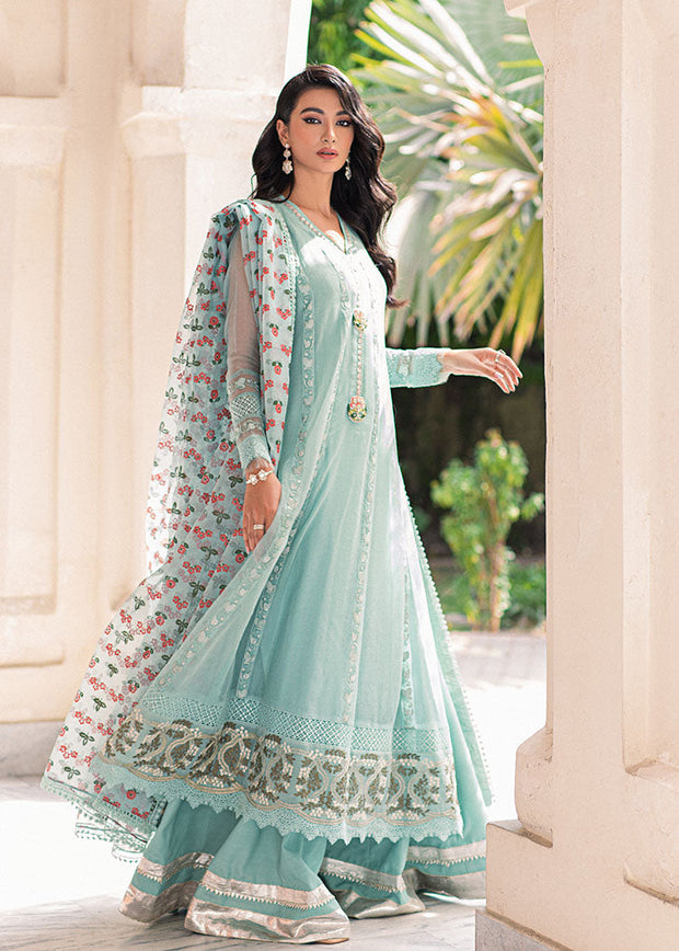 Buy Elegant Pakistani Blue Net Organza Kameez Sharara Suit – Nameera by ...