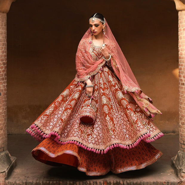 Pakistani Bridal Pishwas Frock And Royal Sharara Dress Nameera By Farooq 2349