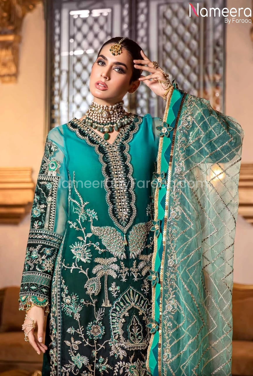 Latest Pakistani Chiffon Dress for Wedding Party Online – Nameera by Farooq