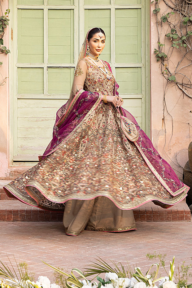 Pishwas Frock Sharara Dupatta Pakistani Bridal Dressn Nameera By Farooq 2314