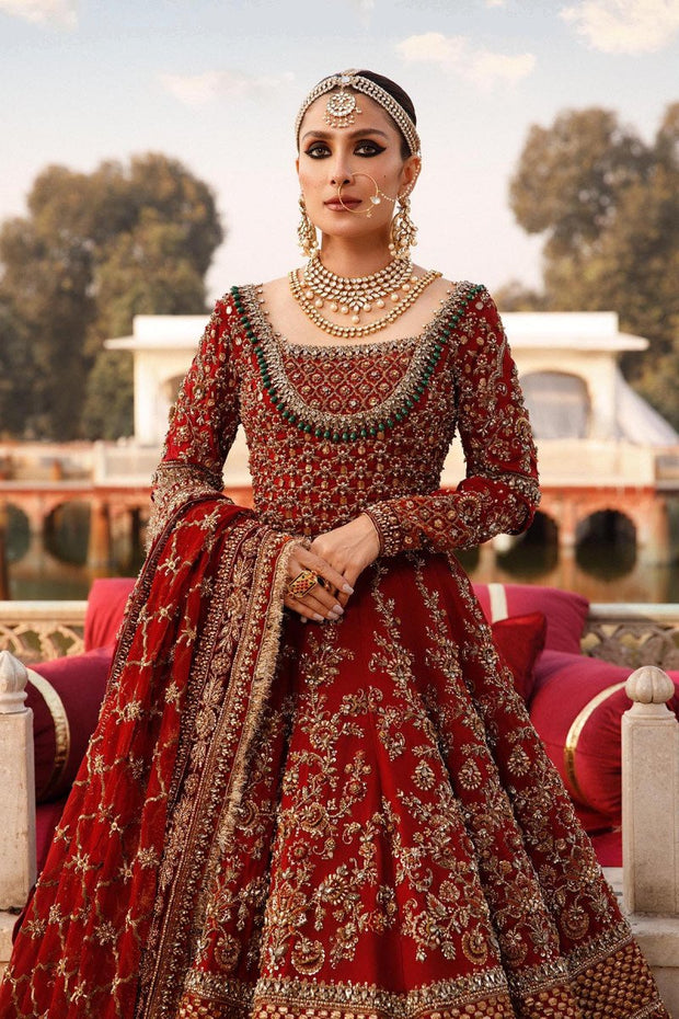 Red Bridal Dress Pakistani In Royal Pishwas Frock Stylen Nameera By Farooq 1950