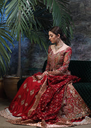 Latest Pakistani Bridal Lehnga in Red Color for Wedding – Nameera by Farooq