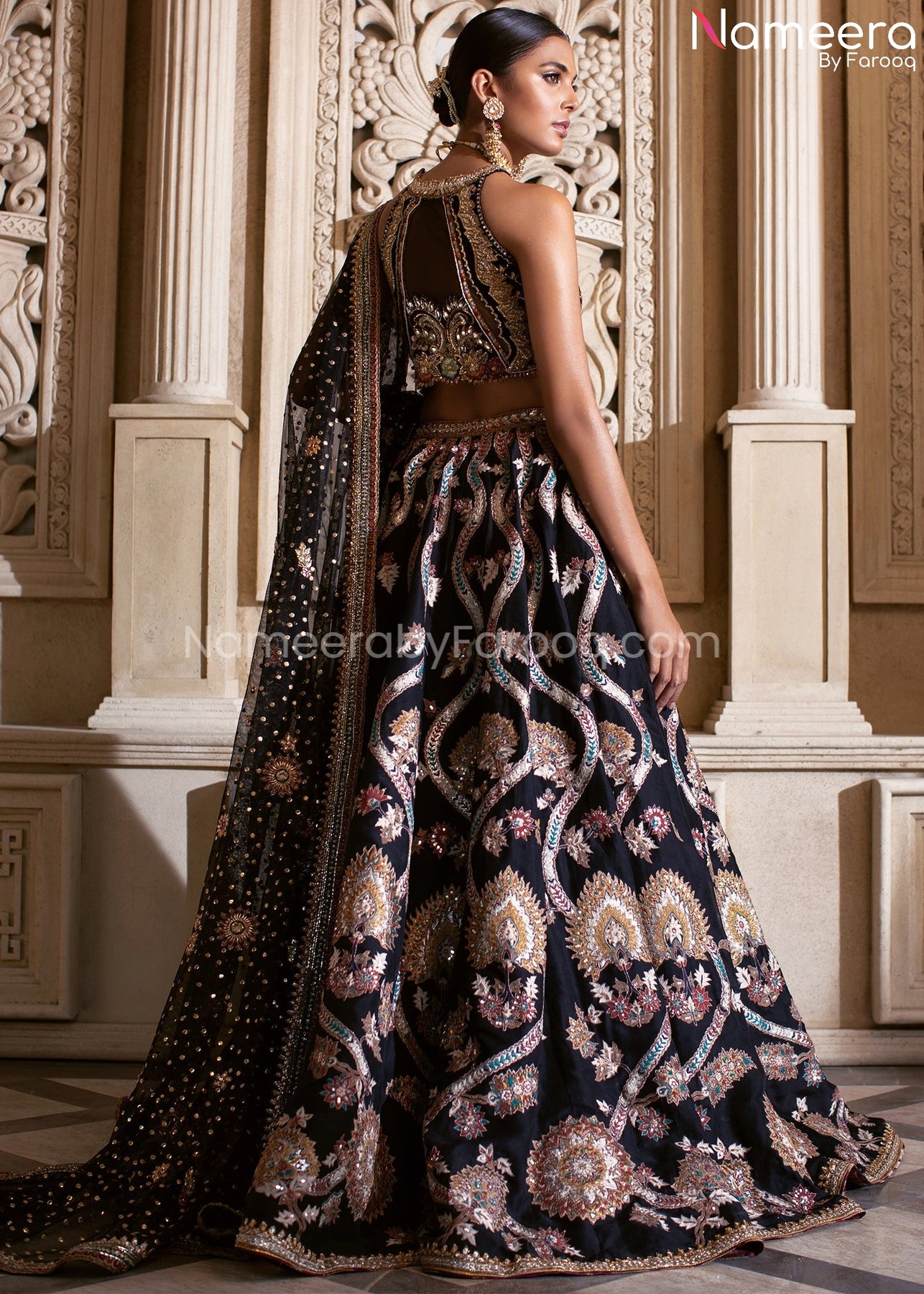 Buy Premium Pakistani Royal Blue Lehenga Choli Online 2021 Nameera By Farooq 3246