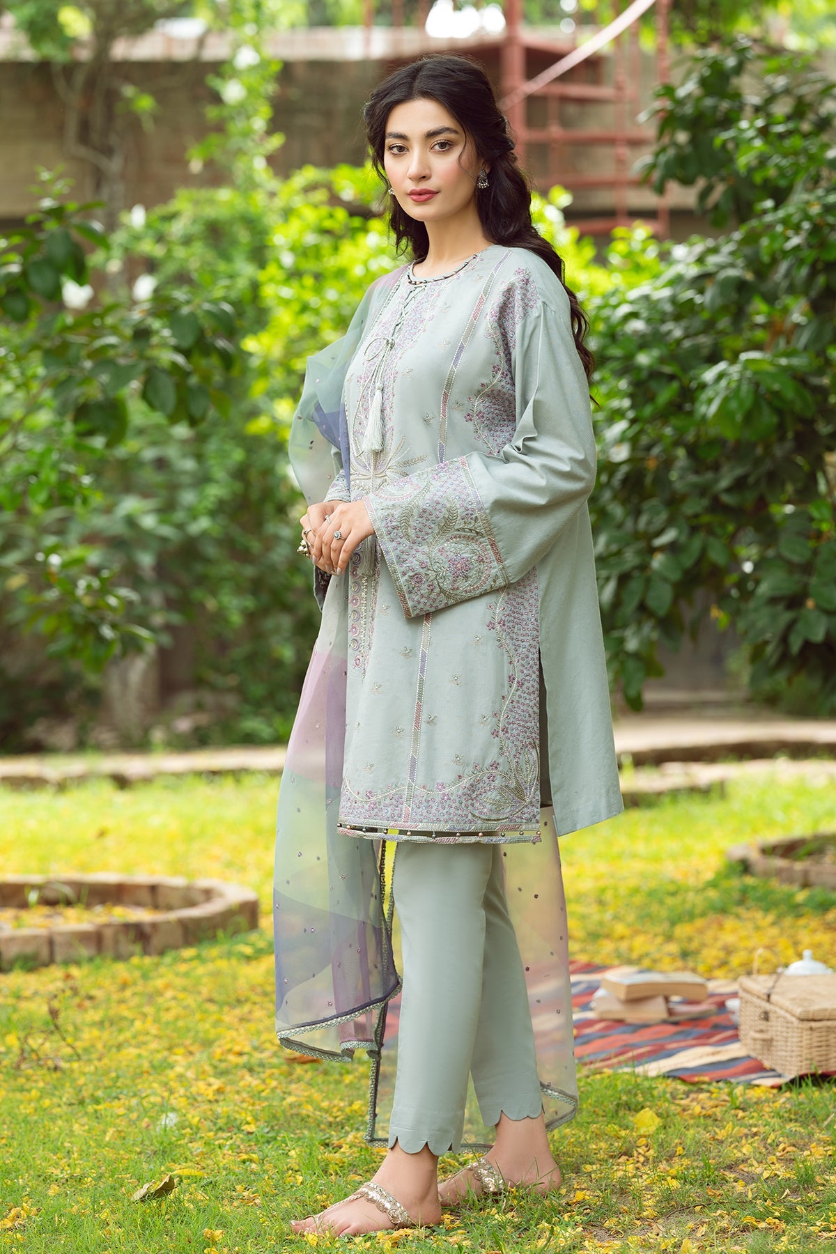 Lawn Kameez and Cambric Trouser Pakistani Eid Dress – Nameera by Farooq