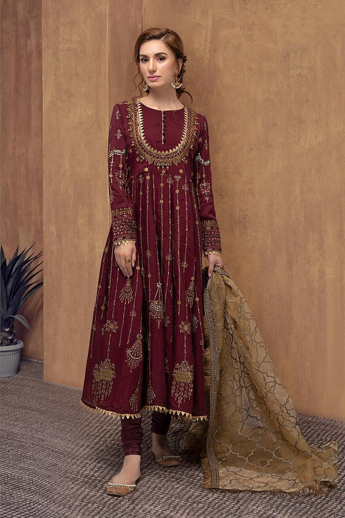 maroon colour frock