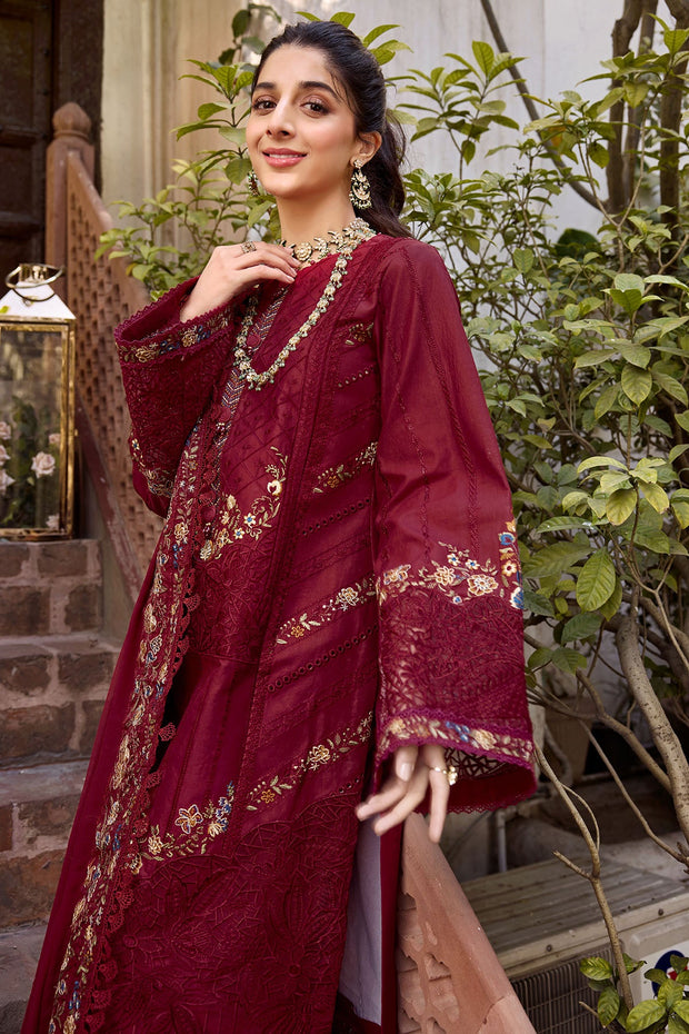 Shop Maroon Pakistani Kameez Trousers Eid Dress 2023 Nameera By Farooq 8206