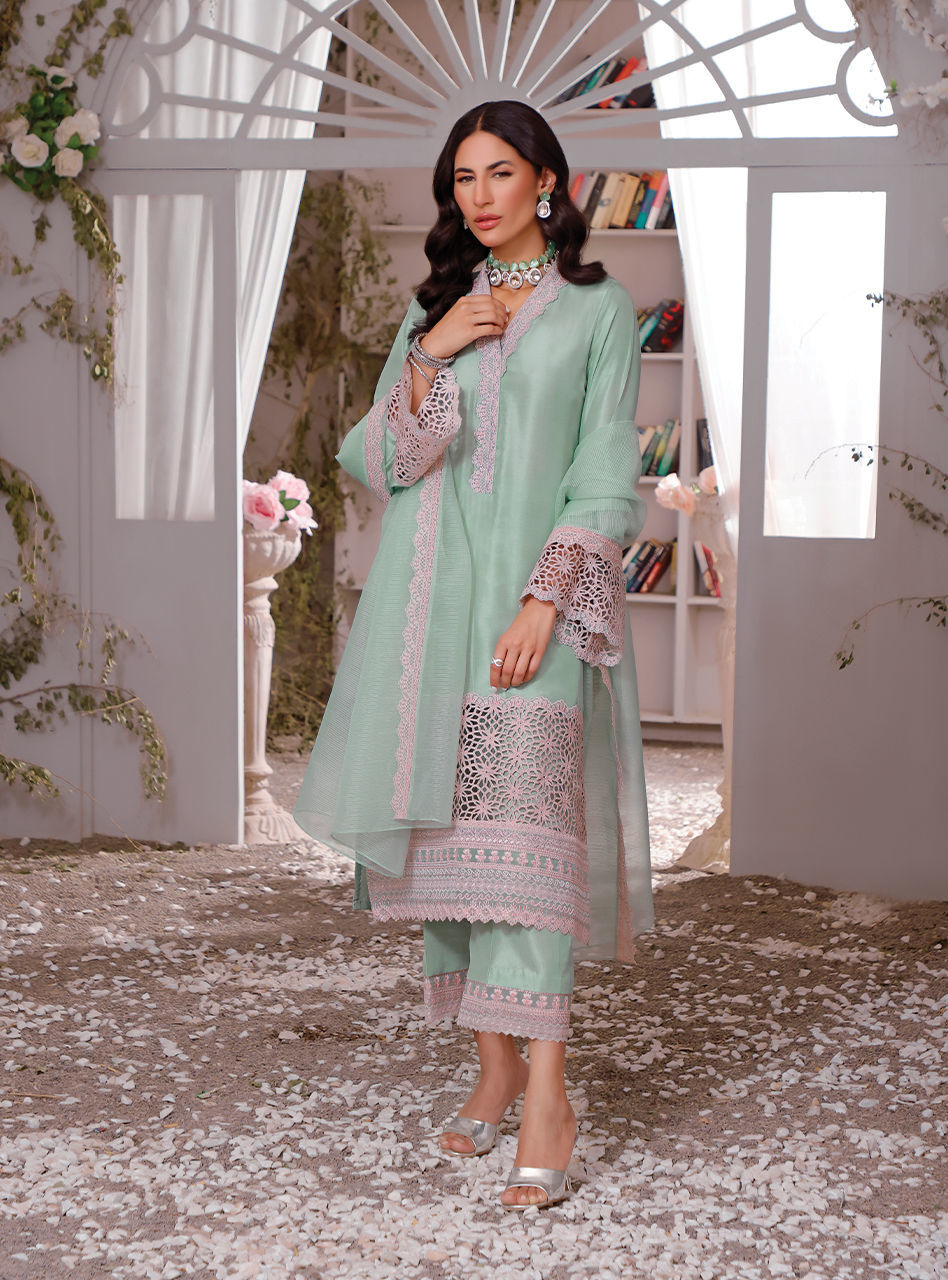Mint Colored Pakistani Eid Dress in Salwar Kameez Style Online ...