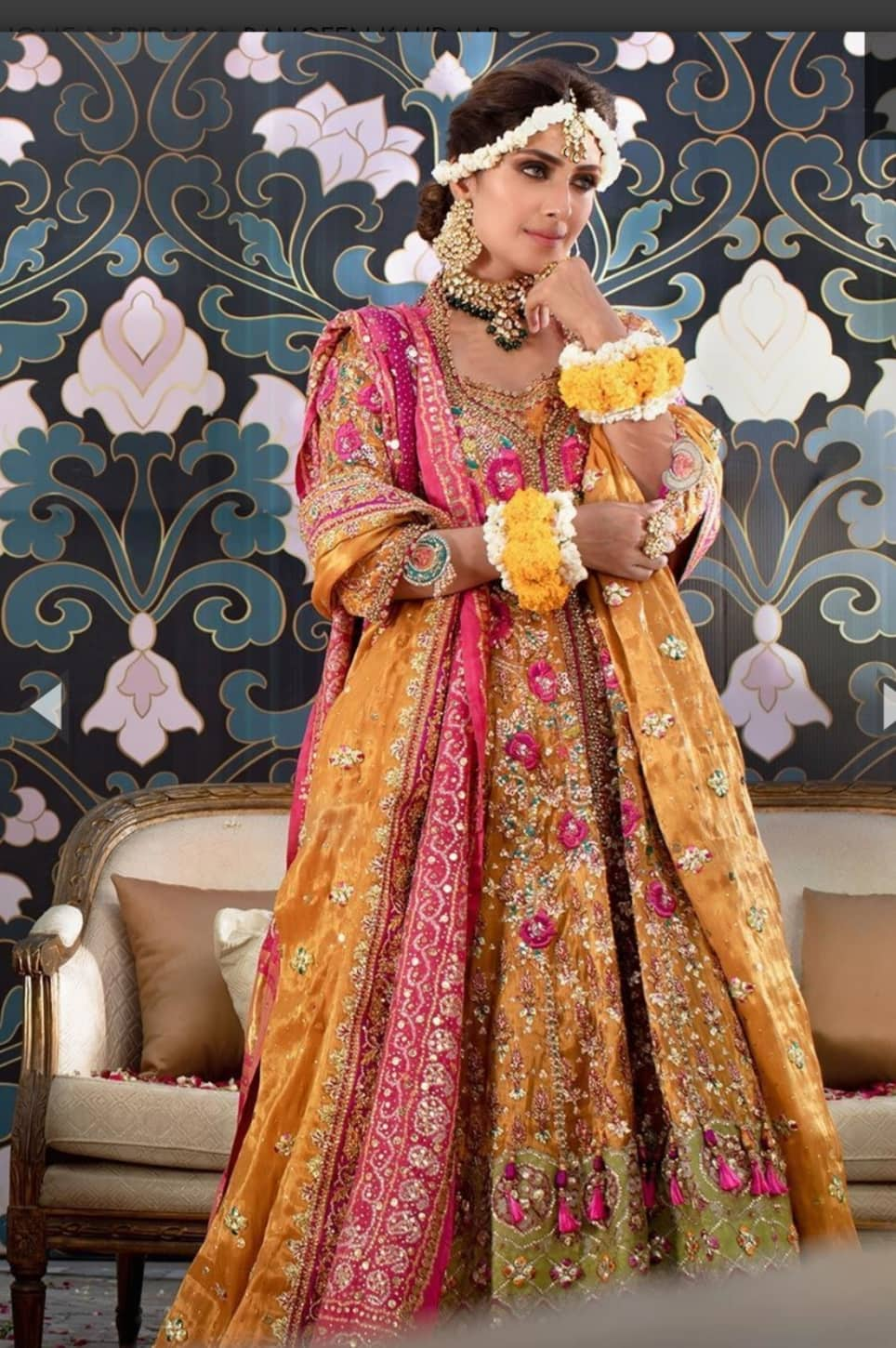 Online Latest Kalidaar Multi Colour Bridal Lehenga Nameera By Farooq 0387