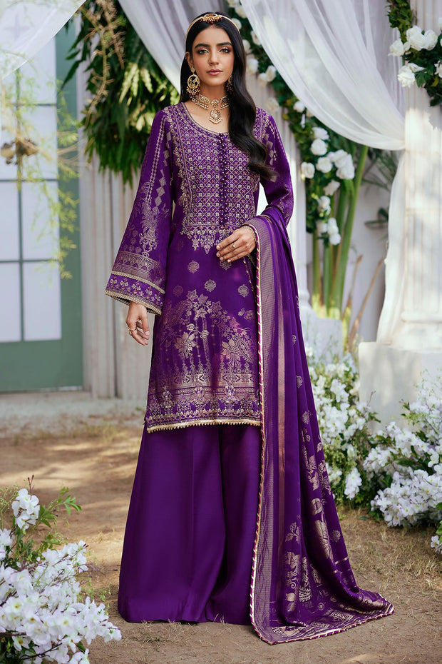 New Purple Embroidered Kameez Trousers Eid Dress 2023 Nameera By Farooq 3054