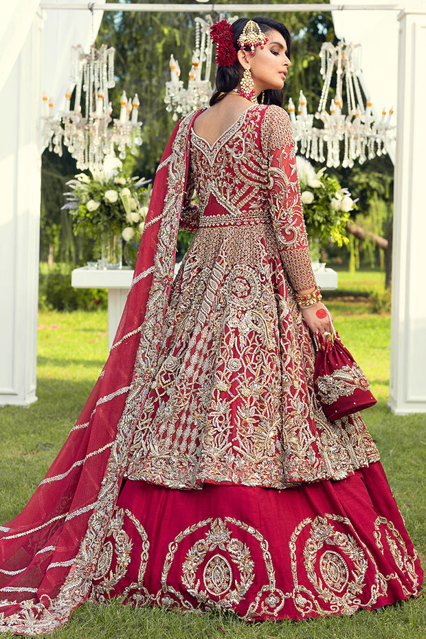 Pakistani Bridal Frock Lehnga In Red Color – Nameera By Farooq