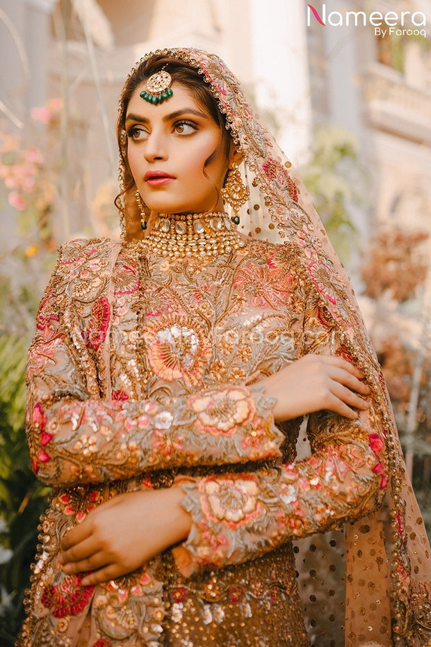 Buy Latest Light Pink Pakistani Bridal Dresses Online 2021 Nameera By Farooq 