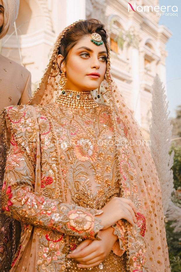 Buy Latest Light Pink Pakistani Bridal Dresses Online 2021 Nameera By Farooq 