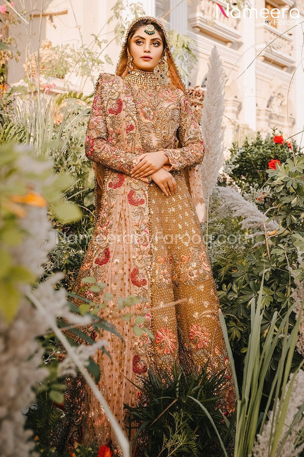 Buy Latest Light Pink Pakistani Bridal Dresses Online 2021 Nameera By Farooq 