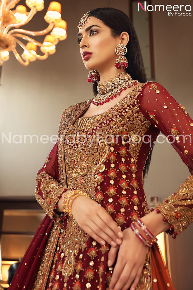 Buy Pakistani Bridal Lehenga 2021 With Embroidery Online Nameera By Farooq 2094