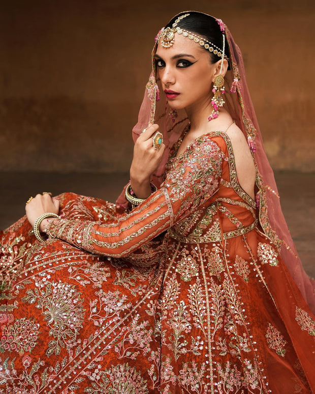 Pakistani Bridal Pishwas Frock And Royal Sharara Dress Nameera By Farooq 5911