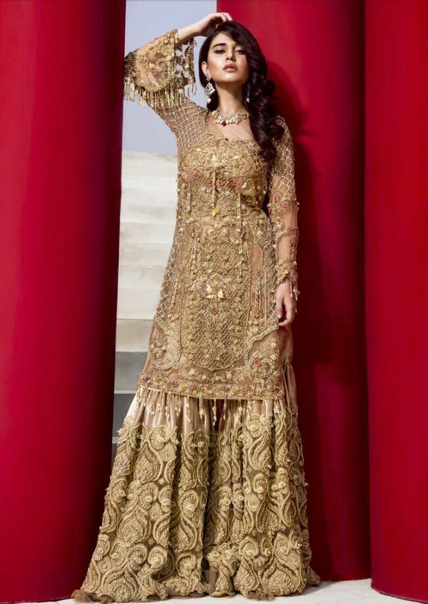 Pakistani Designer Bridal Gharara For Wedding Nameera By Farooq 2577