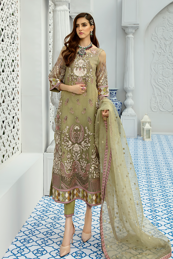 Buy Olive Pakistani Formal Wear Online From 2020 Collection – Nameera ...