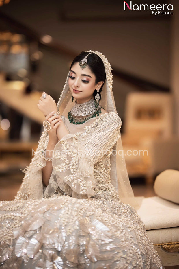 Latest Beautiful Bridal Gown Pakistani Dress Online 2021 Nameera By Farooq 9466