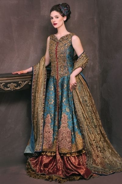 Buy Pakistani Jamawar Bridal Lehenga Wear Online Nameera By Farooq 9586
