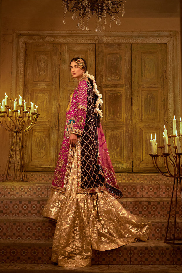 Pakistani Wedding Dress In Farshi Gharara Kameez Style Nameera By Farooq 