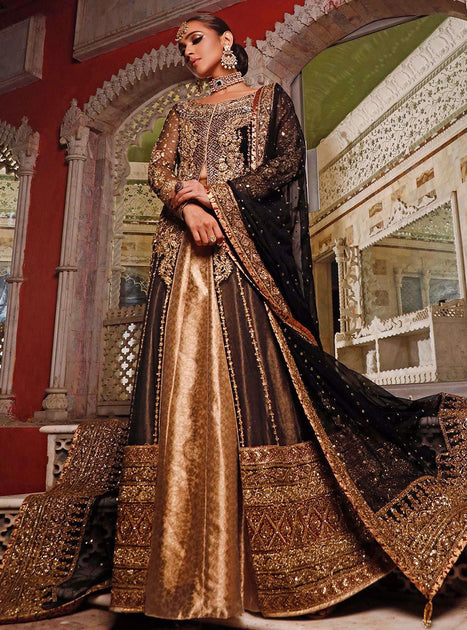 Pakistani Bridal Dress In Black Color For Wedding Nameera By Farooq 0044