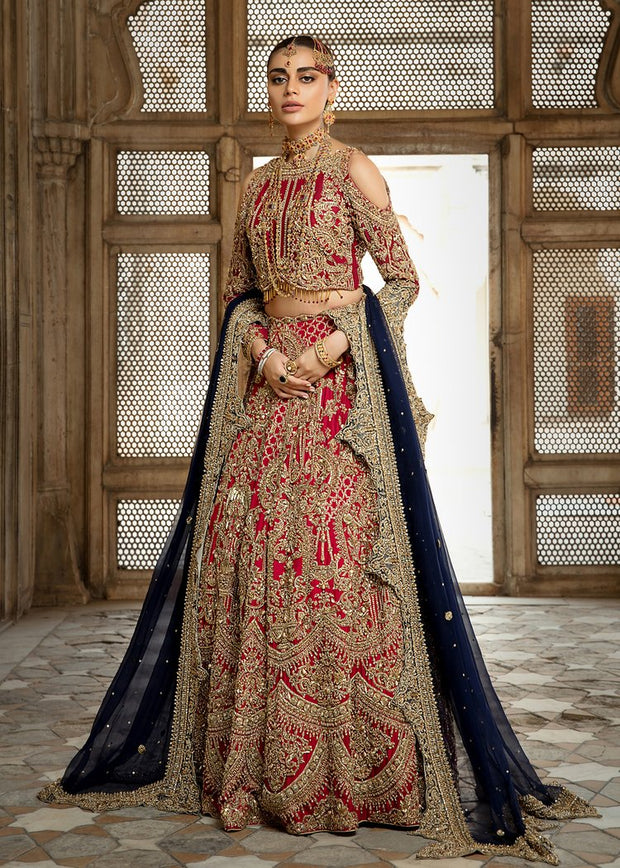 Buy Pakistani Bridal Red Lehnga Choli For Wedding Nameera By Farooq 0523