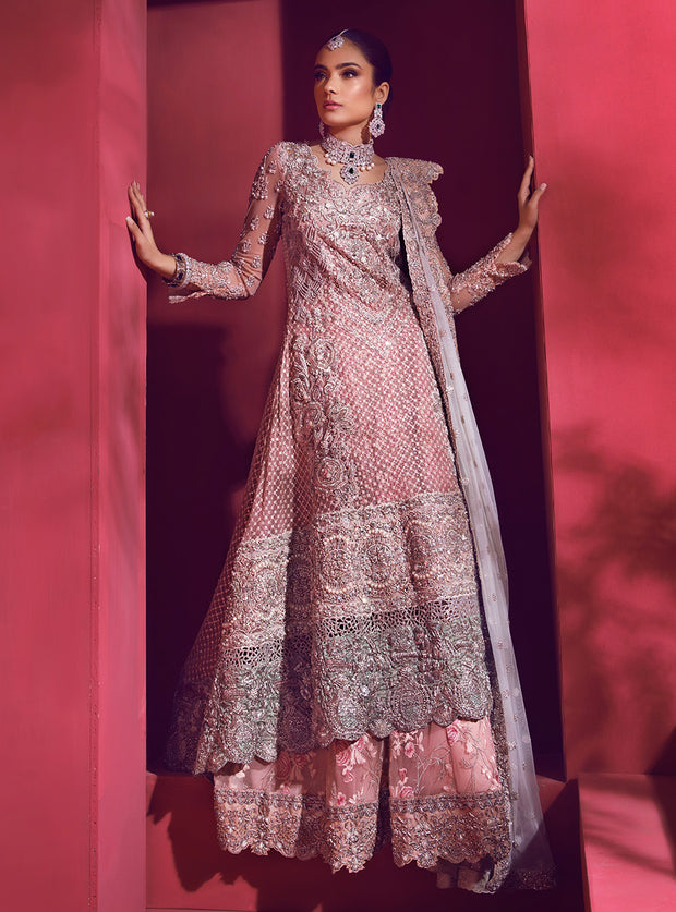 Pakistani Bridal Sharara For Wedding In Pink Color Nameera By Farooq 1297