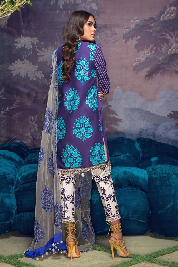 Pakistani Lawn Dress with Net Dupatta 