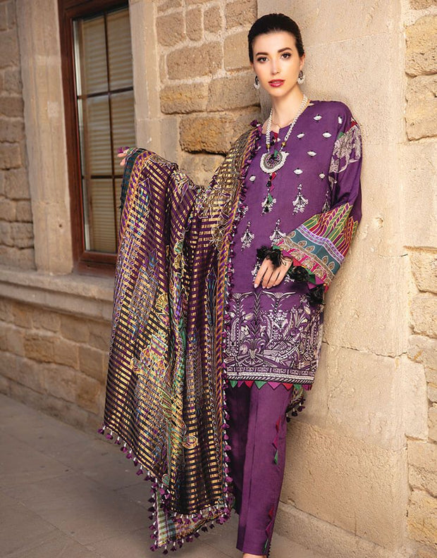Pakistani Designer Linen Dress Fully Embellished And Printed Nameera By Farooq 