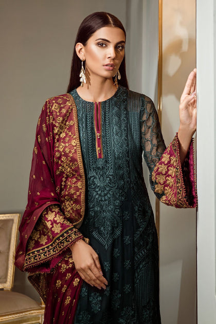 Pakistani fancy dresses with lavish embroidered panels – Nameera by Farooq