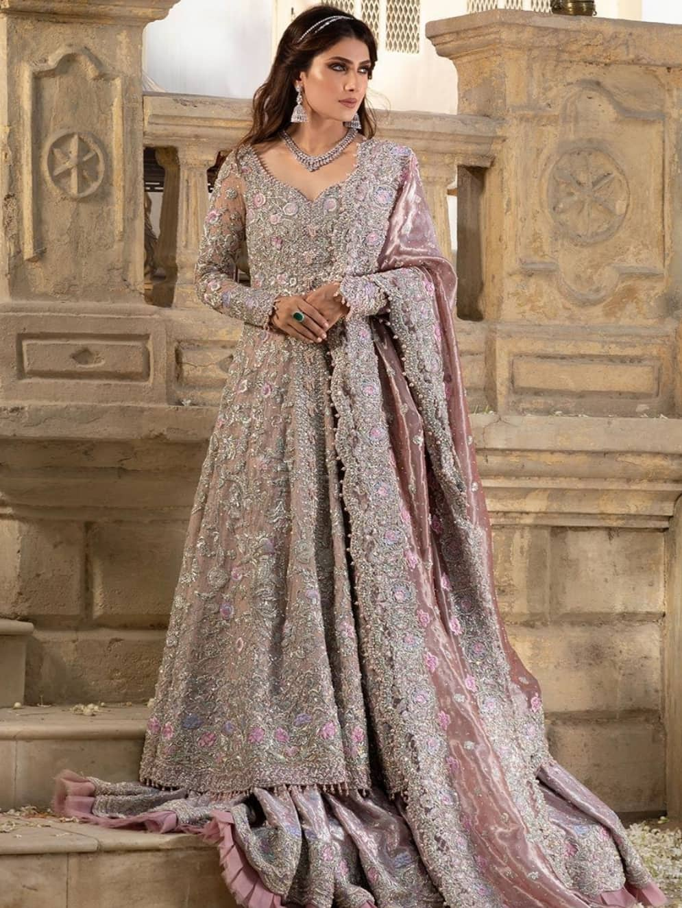 Buy Ethereal Work Pakistani Lehenga For Reception Nameera By Farooq 9827