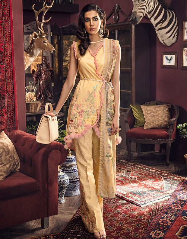 Pakistani Linen Outfit Embroidered And Printed In Usa Nameera By Farooq 
