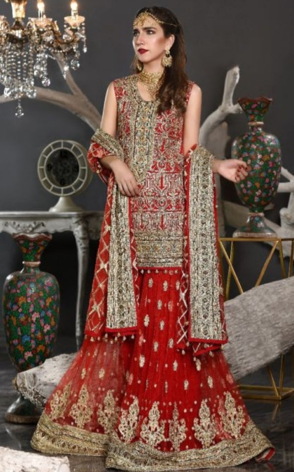 pakistani red dress