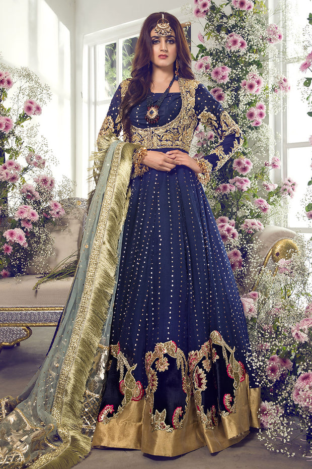 blue pakistani bridal dresses