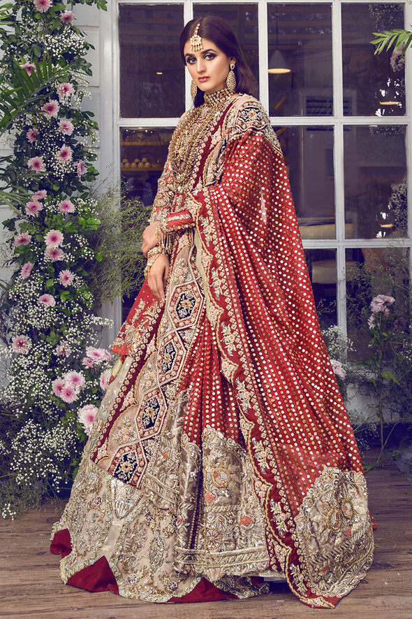 Pakistani bridal dresses online with hand crafted motifs – Nameera by