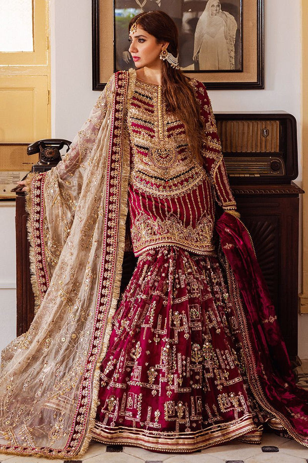 Royal Pakistani Gharara With Knee Length Shirt Onlinen Nameera By Farooq 5049