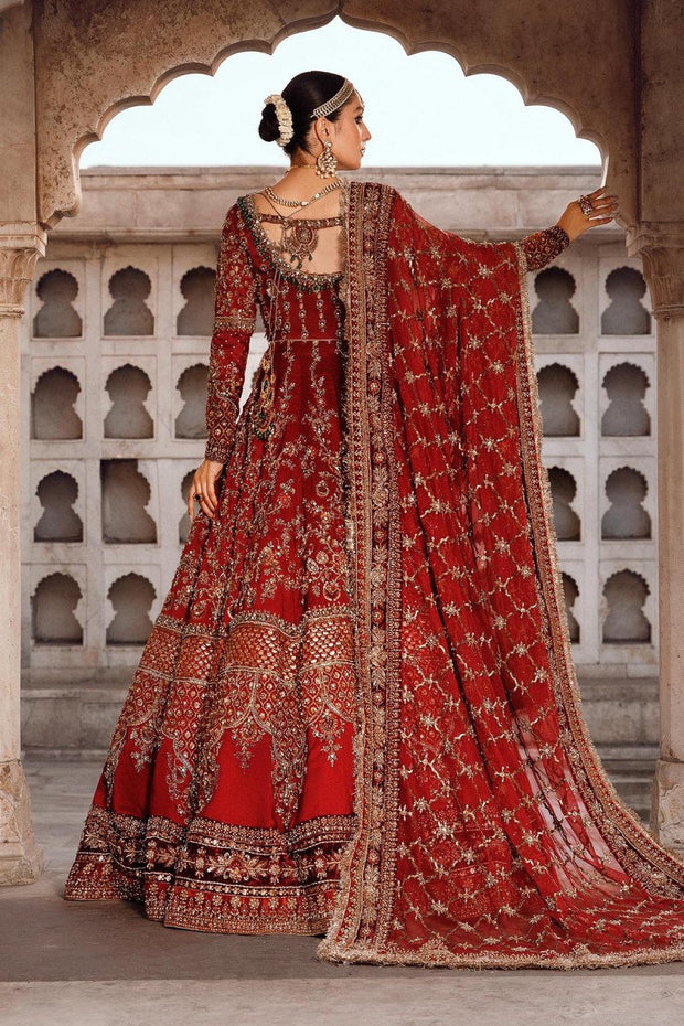 Red Bridal Dress Pakistani In Royal Pishwas Frock Style Nameera By Farooq 8209