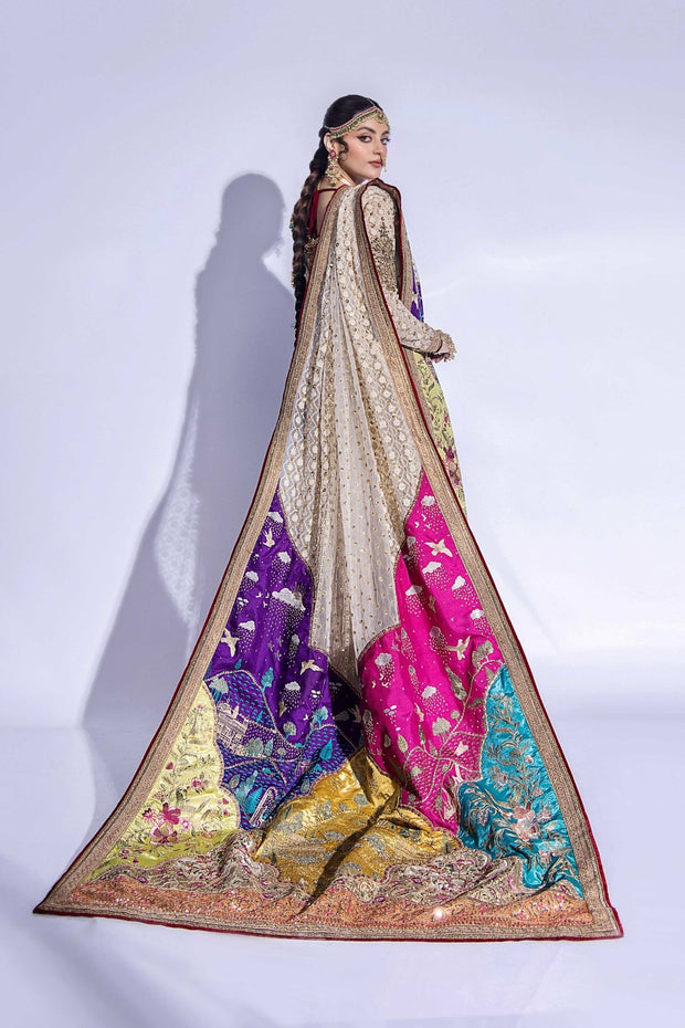 Royal Pakistani Bridal Pishwas Frock With Dupatta Dressn Nameera By Farooq 8386