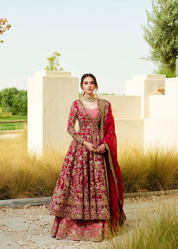Traditional Pishwas Frock Lehenga Pakistani Bridal Dressn Nameera By Farooq 