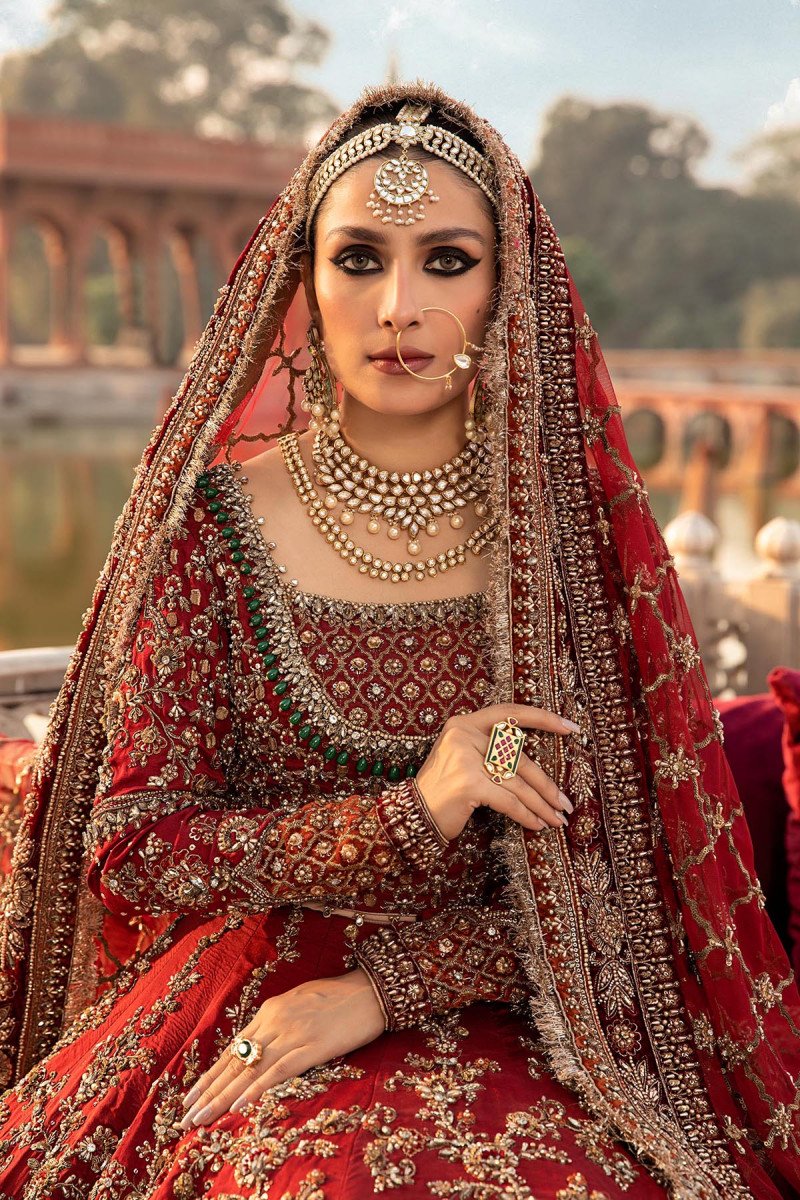 Red Bridal Dress Pakistani In Royal Pishwas Frock Style Nameera By Farooq 8171