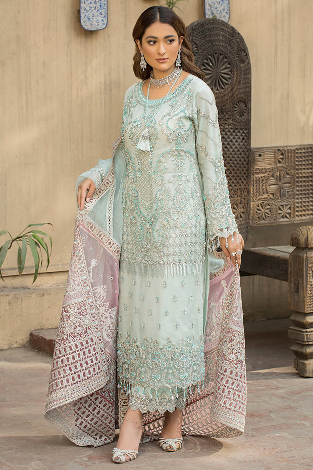 Shop New Sky Blue Hand Embellished Kameez Party Dress – Nameera by Farooq
