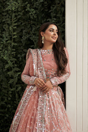 Tea Pink Lehenga Choli Dupatta Dress for Bride