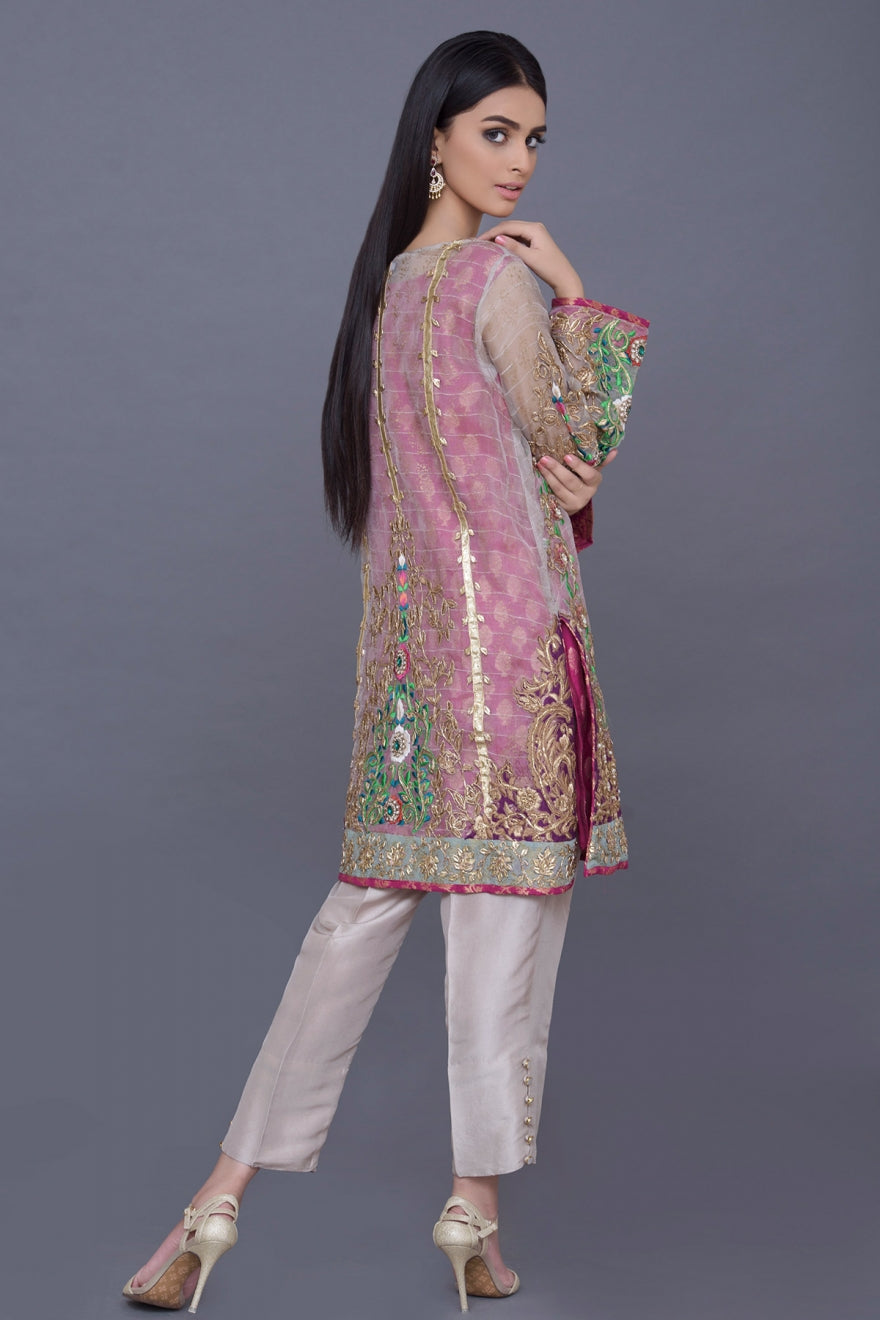 Wedding Party Chiffon Suit in Beige Color – Nameera by Farooq