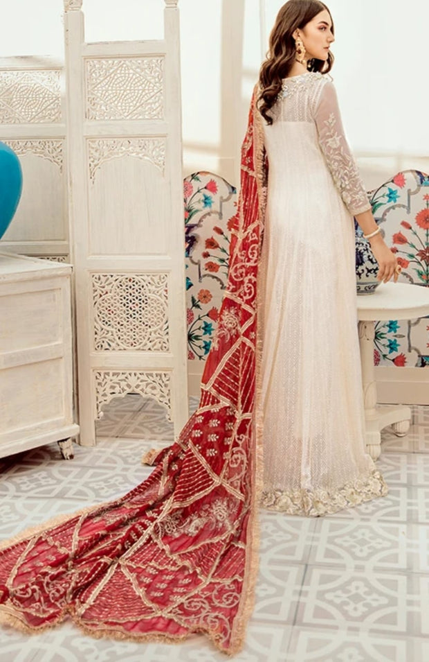 white frock with red dupatta