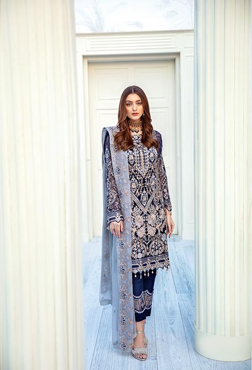 dark blue pakistani dresses