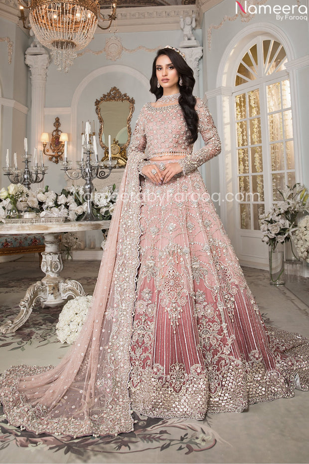 Premium Light Pink Bridal Lehenga Pakistani Designer Wear Online Nameera By Farooq 1377