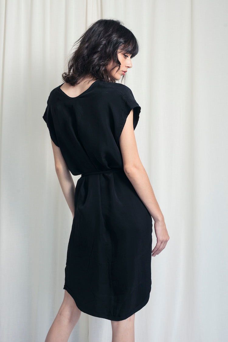 FINAL SALE: Straight Dress - Cupro - Black
