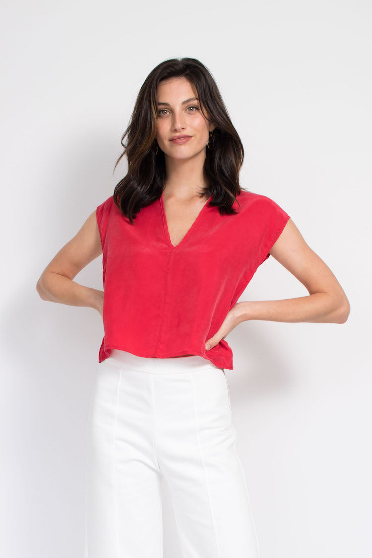 FINAL SALE: Box Top - Cupro - Red