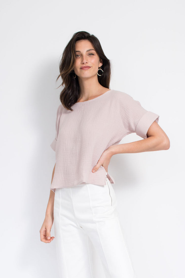 FINAL SALE: Everyday T-Shirt - Cotton Gauze - Blush
